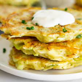Cabbage and leek fritters